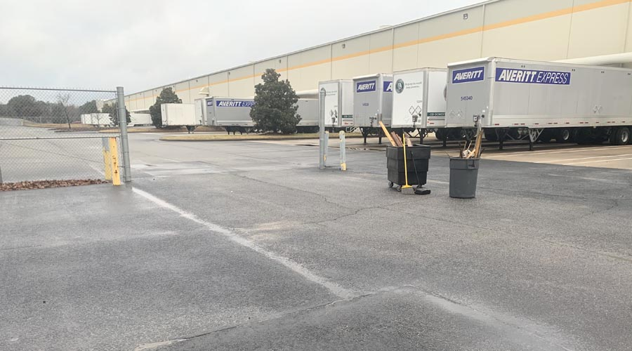 Warehouse and parking lot